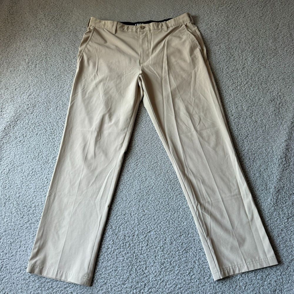 IZOD Golf‎ Pants Mens 36x32 Beige Swingflex Straight Stretch Waist Performance